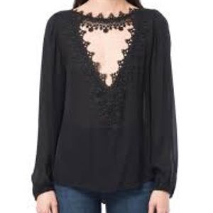 Cami NYC long sleeve black silk top.